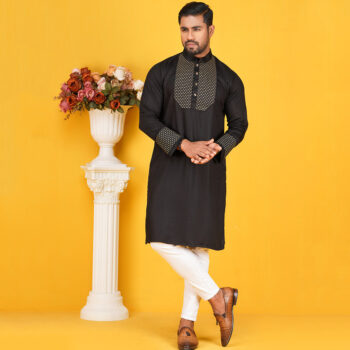 Trendy Embroidery Traditional Black Panjabi